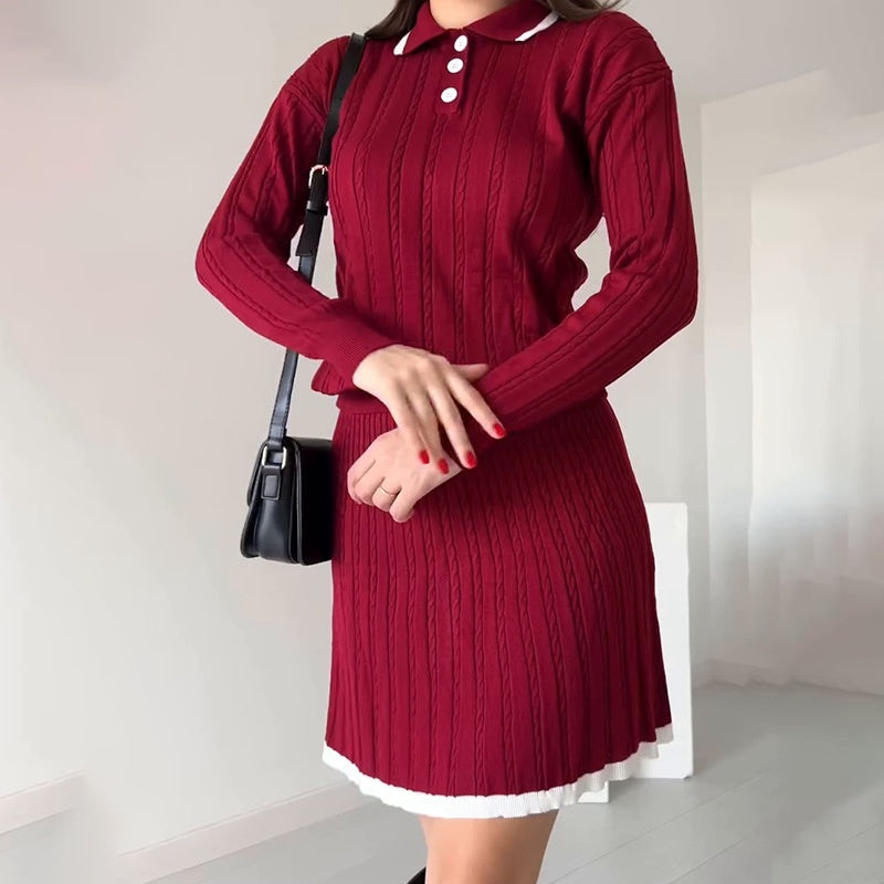 Women's Knitted Sweater & Short Skirt 2-Piece Set