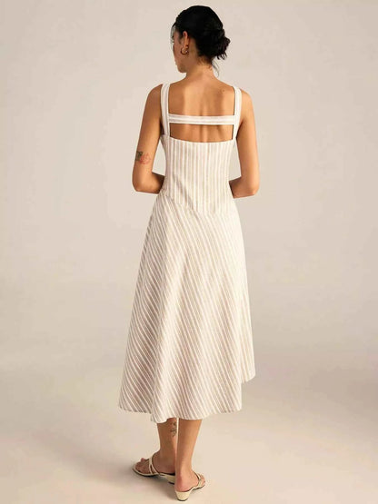 Striped Cotton Midi Dress Plus Size